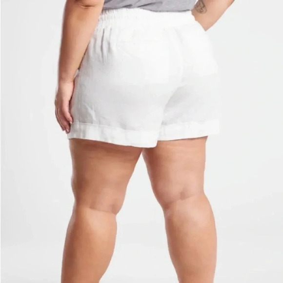 Athleta Cabo White Linen Shorts Women’s Size 20 Relaxed Fit Summer Casual - Picture 3 of 8